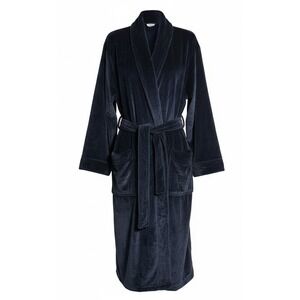 Club Room mens Navy / Hunter Green Plaid Belted Plush Pajama Robe S/M